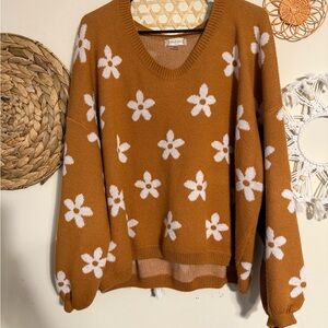 Altar’d state burnt orange floral sweater